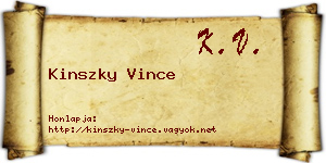 Kinszky Vince névjegykártya